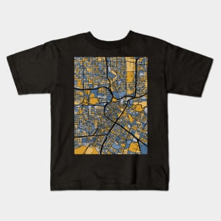 Houston Map Pattern in Blue & Gold Kids T-Shirt